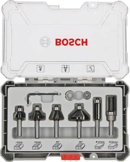 Bosch Professional 6 tlg 6mm Rand- und Kantenfräser-Set (2607017468)