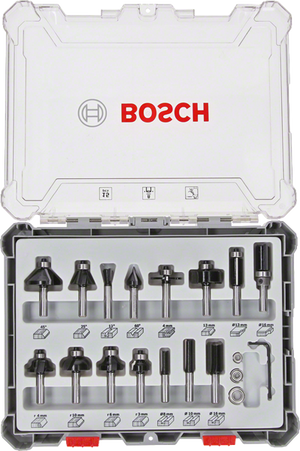 Bosch Professional 15 tlg Mixed Fräser Set 8mm Schaft (2607017472)