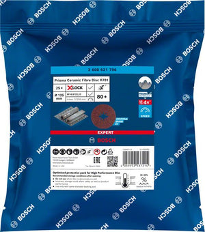 Bosch Professional Expert R781 Prisma Ceramic X-LOCK Fiberscheibe, 125 mm, 22,23 mm, G 80 (2608621796)