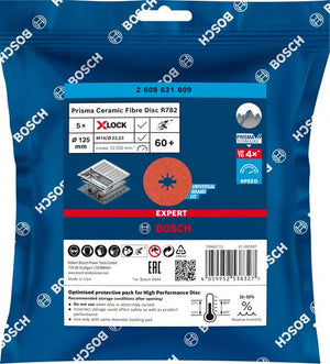 Bosch Professional Expert R782 Prisma Ceramic Fiberscheibe, X-LOCK, 125 mm, 22,23 mm, G 60, 5-tlg. (2608621809)