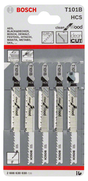 Bosch Professional 5 Stichsägeblätter T 101 B (2608630030)