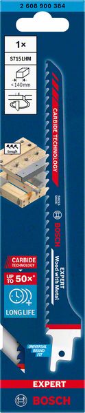 Bosch Professional Expert 'Wood with Metal' S 715 LHM Säbelsägeblatt, 1 Stück (2608900384)
