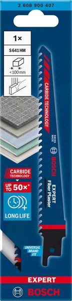 Bosch Professional Expert 'Fiber Plaster' S 641 HM Säbelsägeblatt, 1 Stück (2608900407)