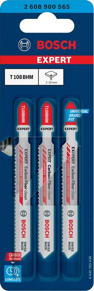 Bosch Professional Expert 'Carbon Fiber Clean' T 108 BHM Stichsägeblatt, 3 Stück (2608900565)