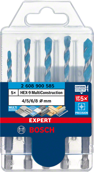 Bosch Professional HEX-9 MC Bohrer-Set, 5tlg 4/5/6/8 EXPERT (2608900585)