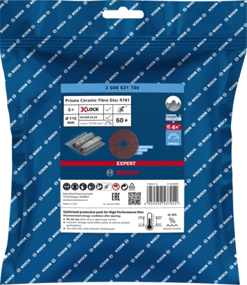 Bosch Professional X-LOCK Fiberscheibe R781,115mm,K60,5x EXPERT (2608621780)